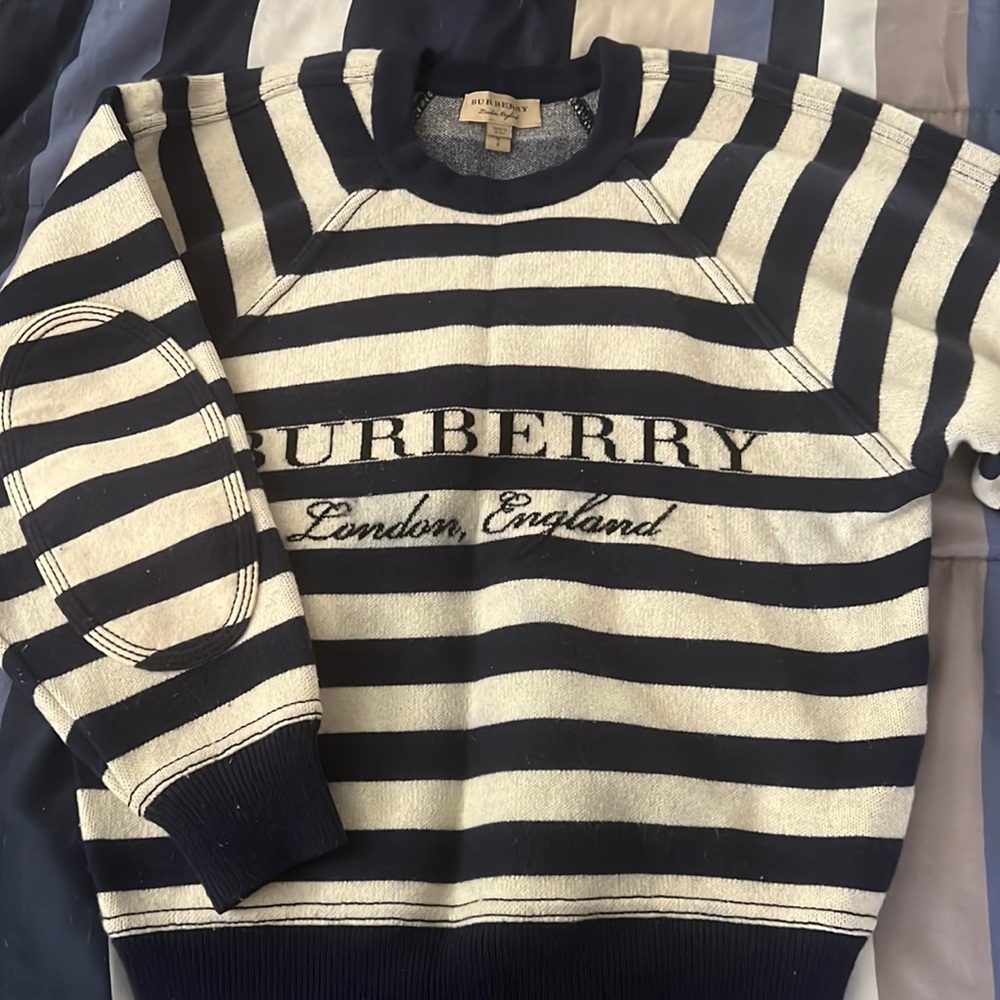 Burberry Selune Striped Logo Intarsia Sweater